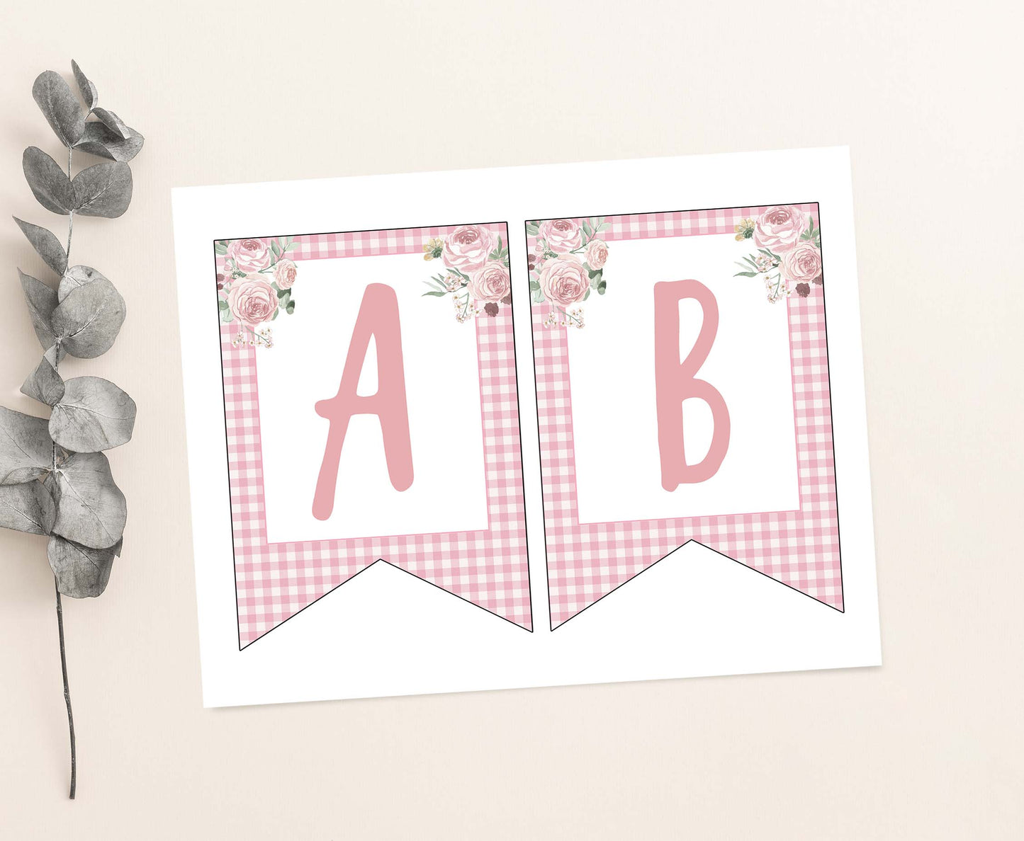 Editable Pig Banner | Floral Pig Party Decorations - 81A