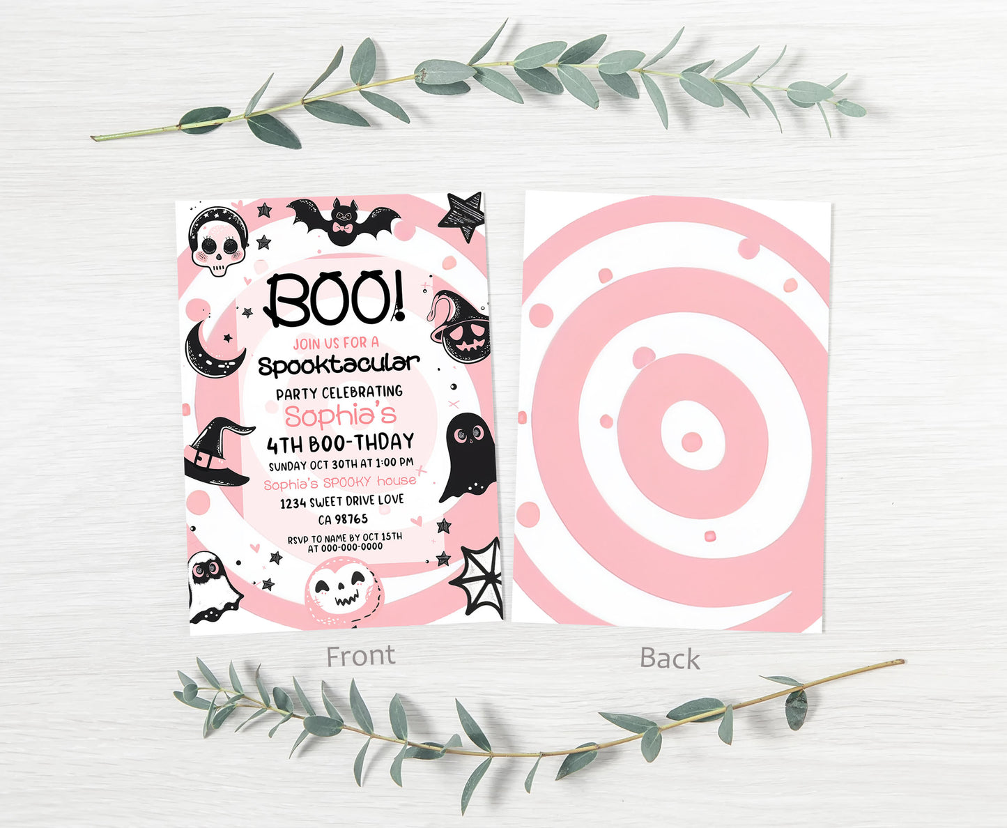 Editable Spooktacular Halloween Birthday Invitation | Pink Halloween Party Invite - 115T