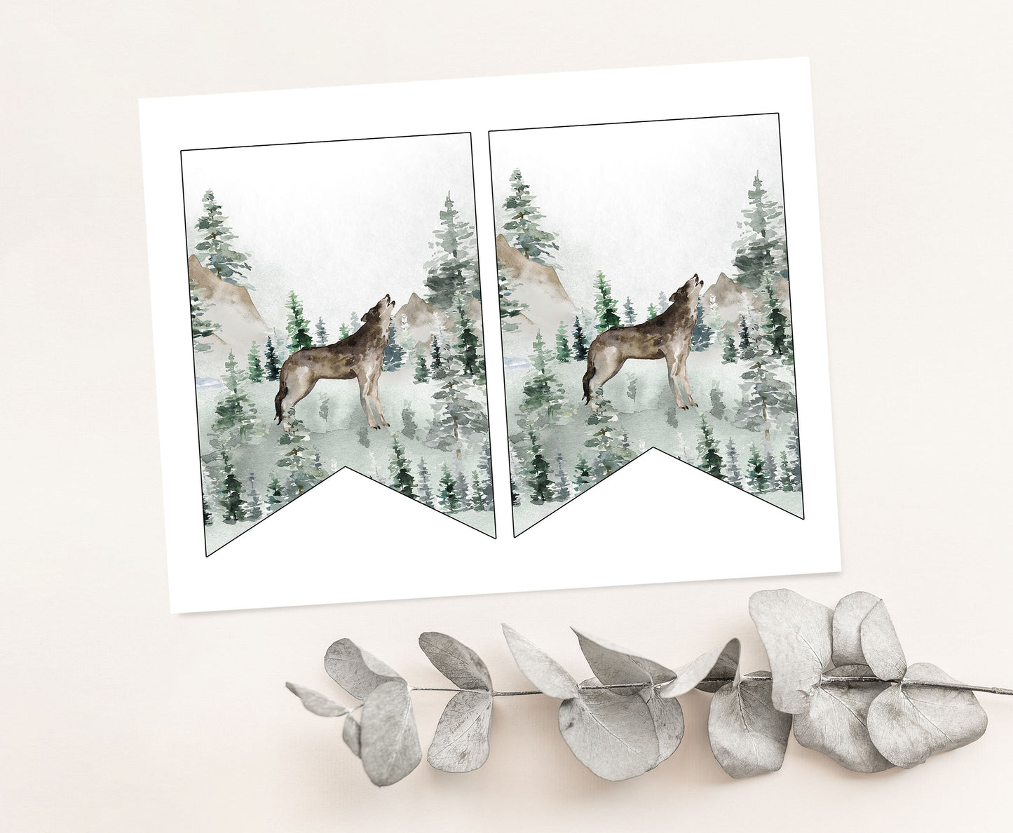 Editable Wolf Banner | Woodland Party Decorations - 47H