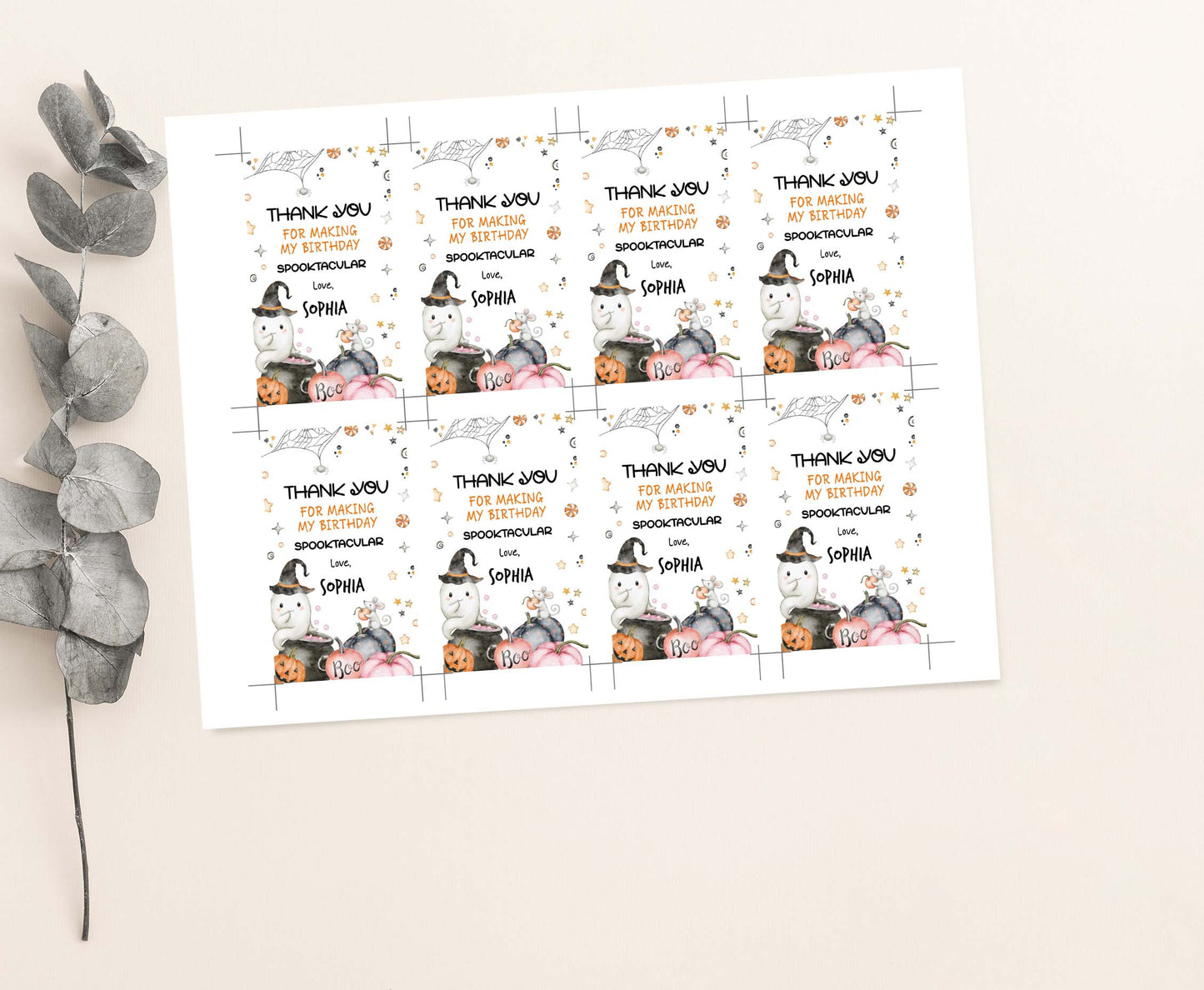 Ghost Halloween favor Tags | Happy Halloween Thank you Tags - 115U