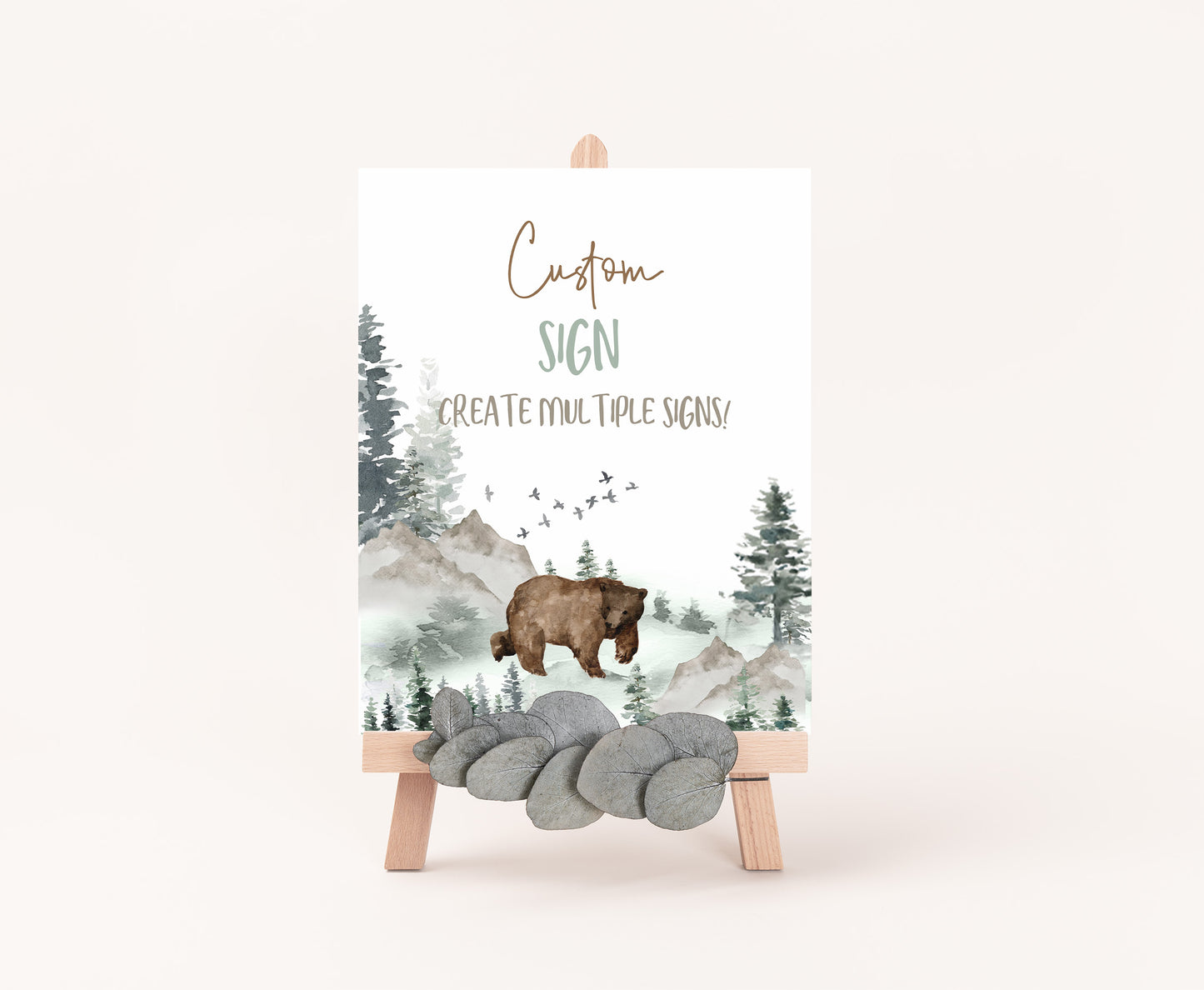 Custom Bear Table Sign | Woodlaand Theme Party Decorations - 47H