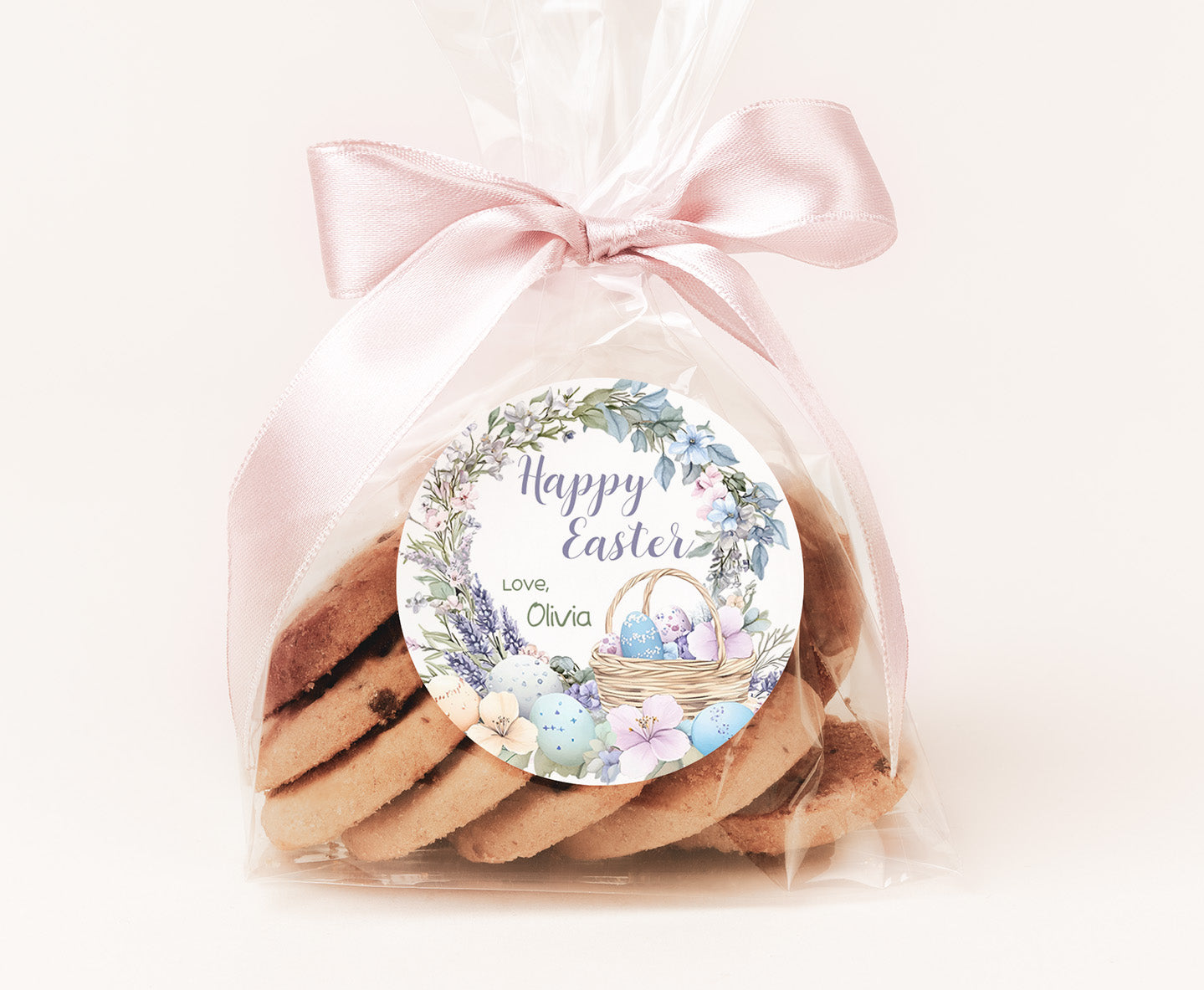 Editable Happy Easter square round Tag 2"x2" | Easter Gift Tag - 113