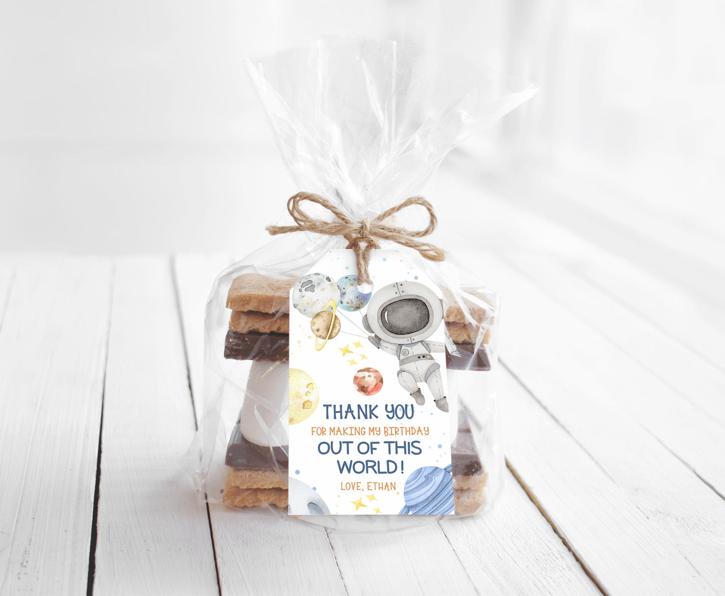 Editable Space Thank You Tags | Astronaut Birthday Party Printable - 39F