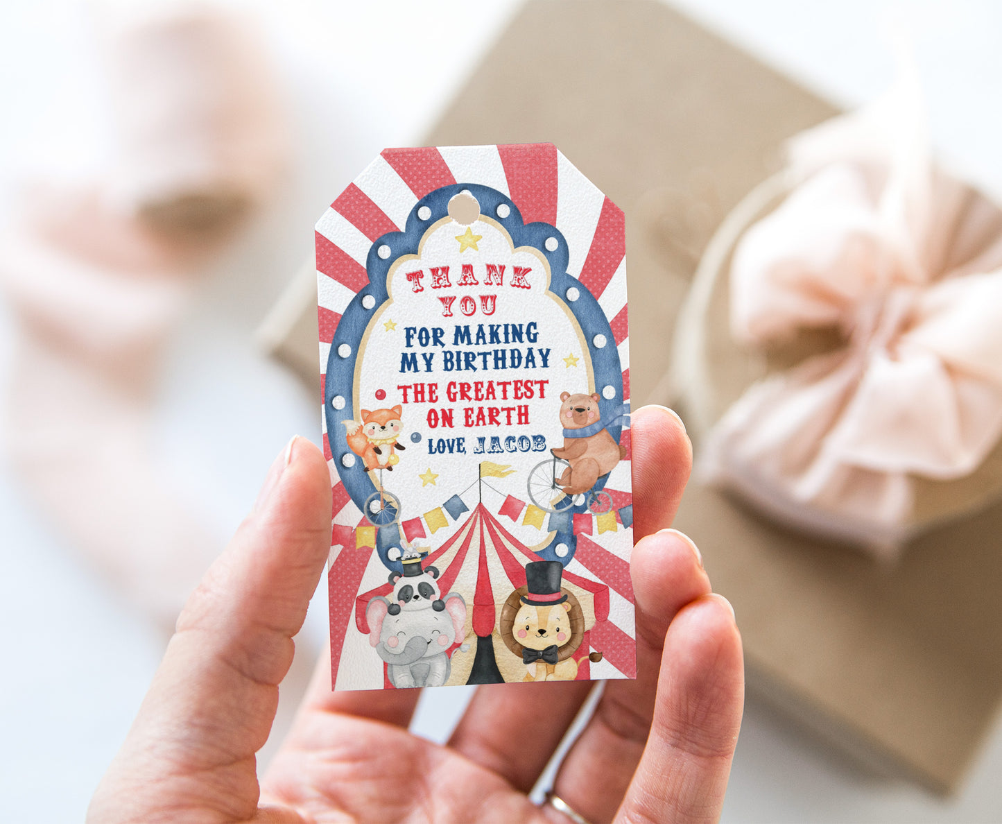 Circus Thank You Tags | Carnival Birthday Party Printable - 06A