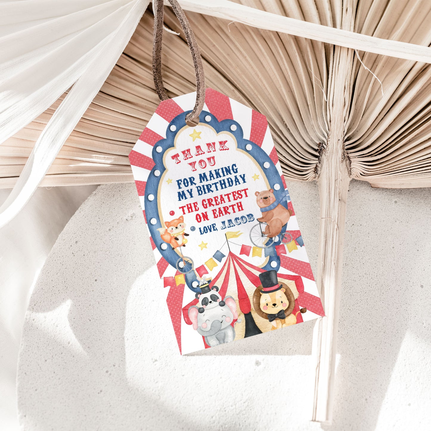 Circus Thank You Tags | Carnival Birthday Party Printable - 06A