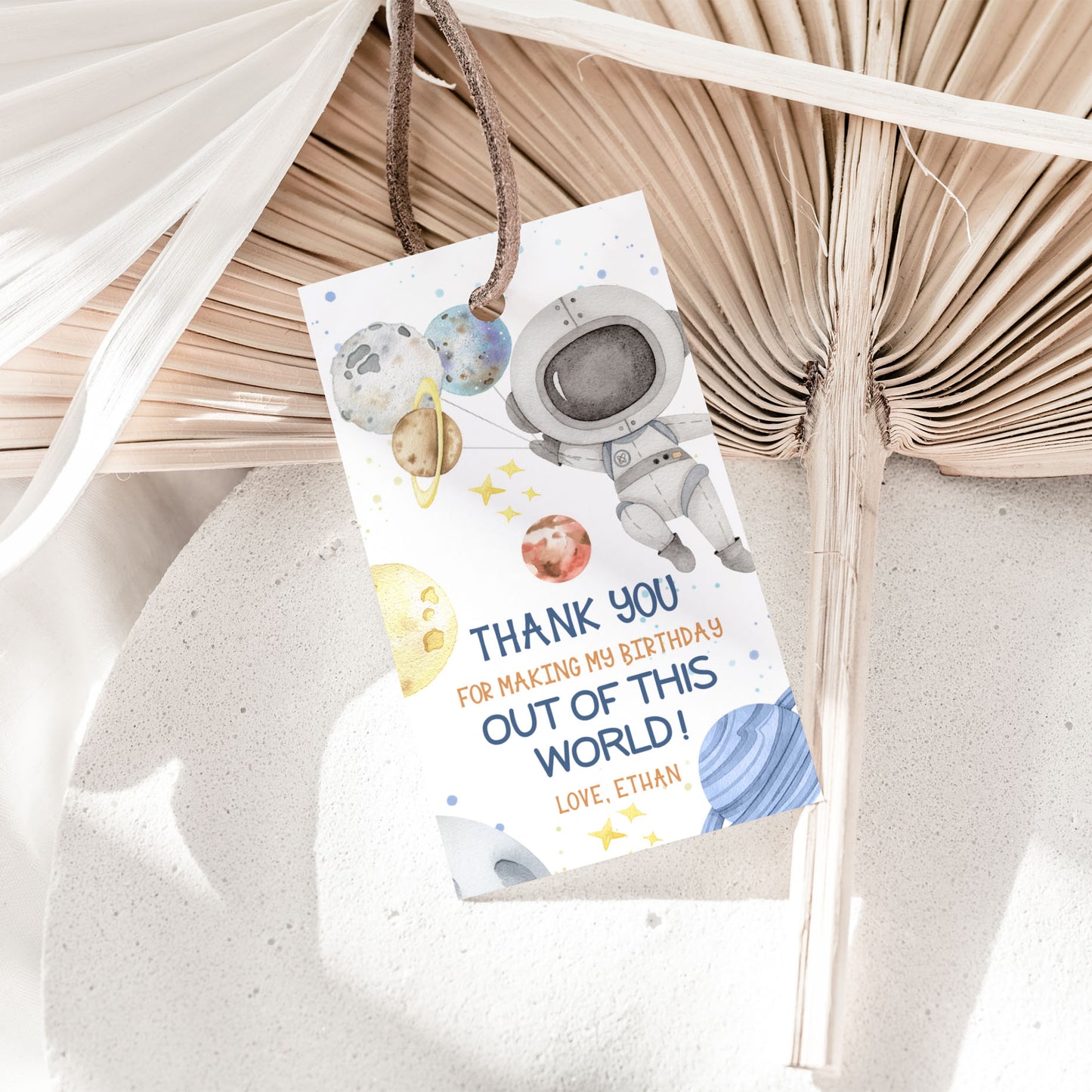 Editable Space Thank You Tags | Astronaut Birthday Party Printable - 39F