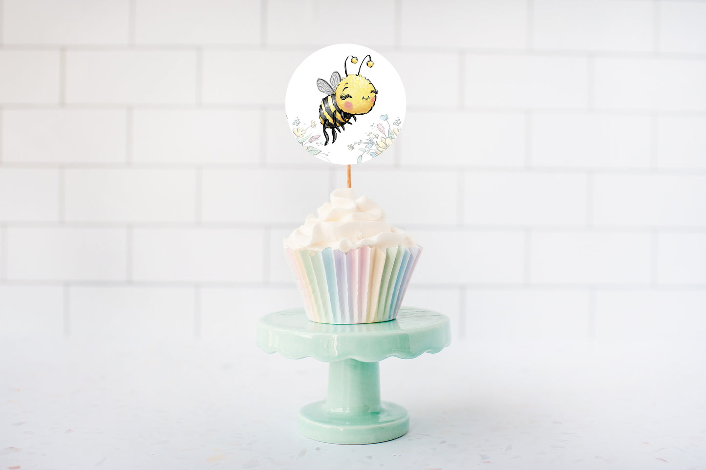 What Will Baby Bee Gender Reveal Cupcake Toppers | Bee He or She Cupcake Picks - 61A