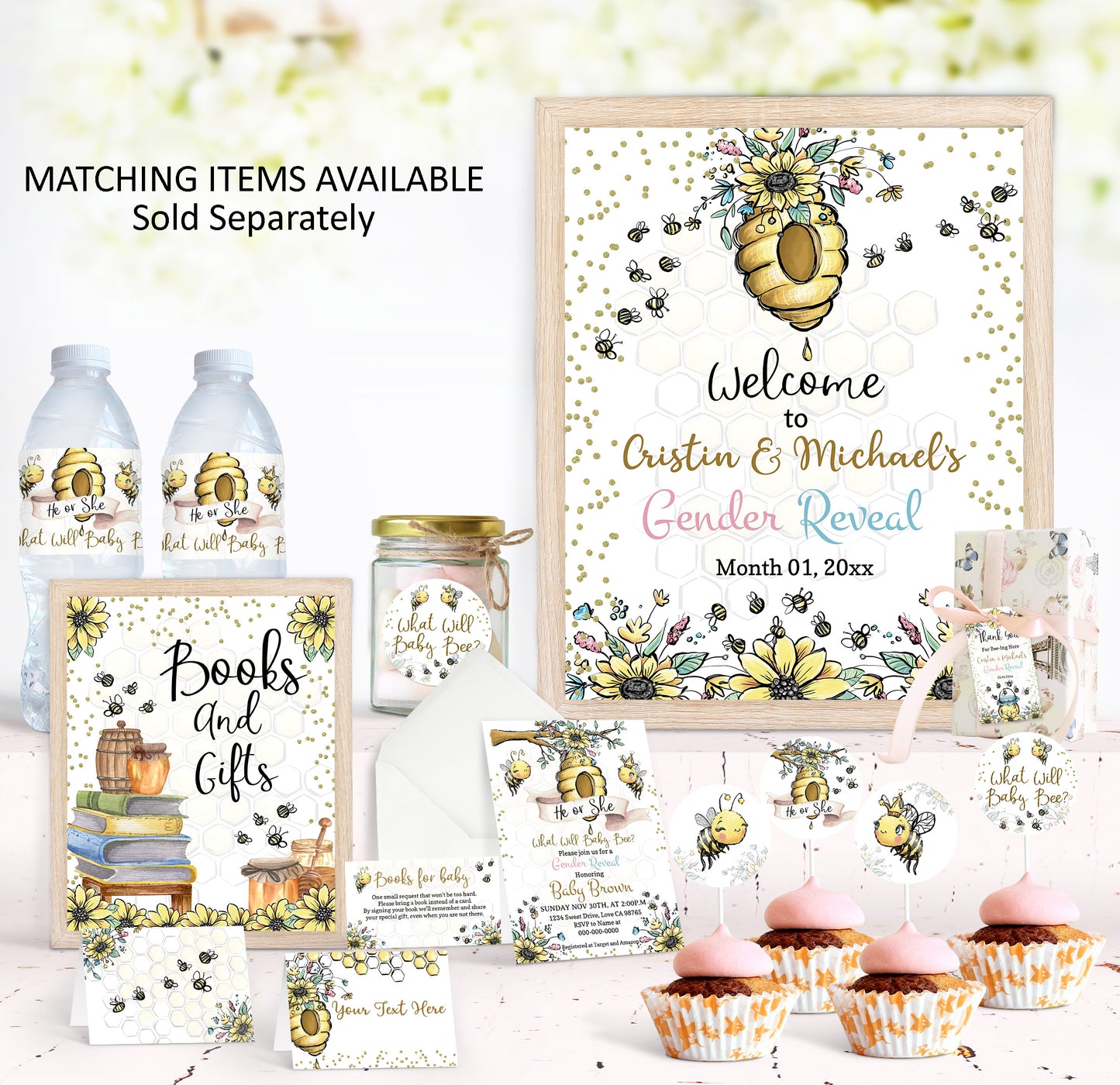 Bee Books For Baby Request Printable Card | Bumble Bee Baby Shower Invitation insert - 61A