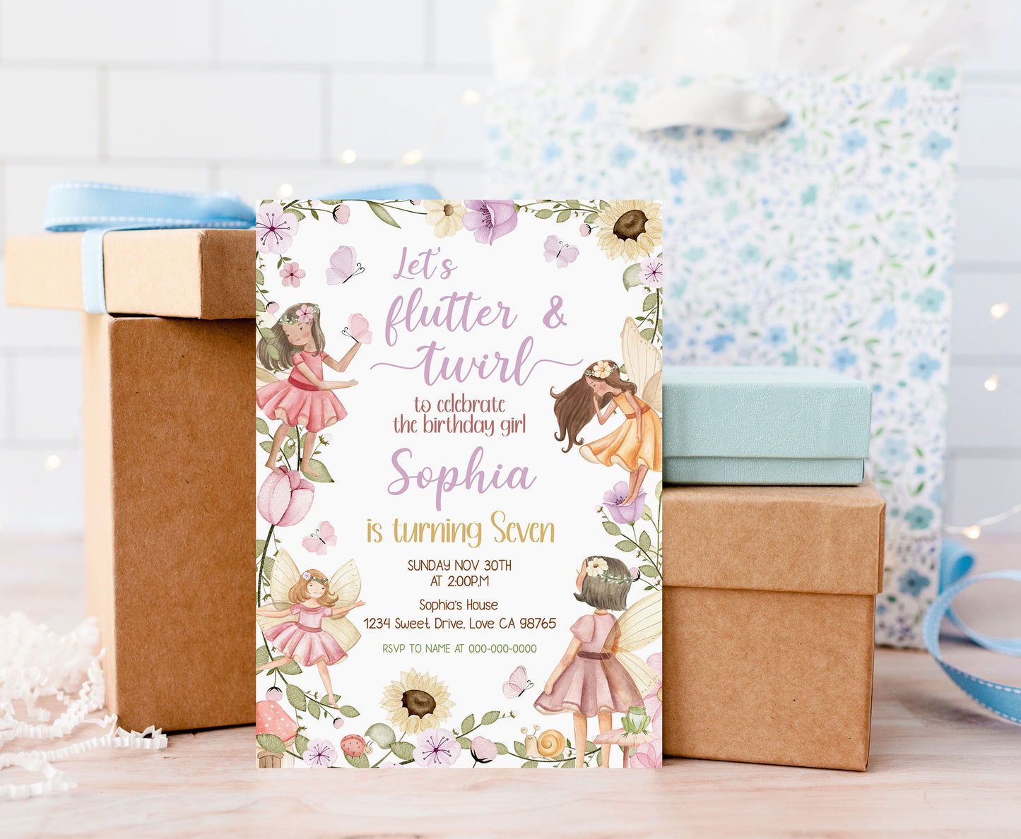 Fairy Birthday Invitation | Editable Fairy Garden Party Invite -10A