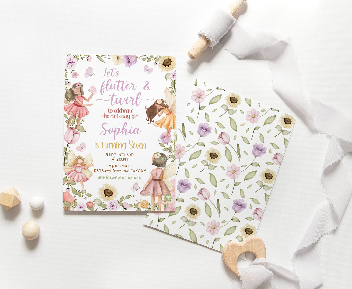 Fairy Birthday Invitation | Editable Fairy Garden Party Invite -10A