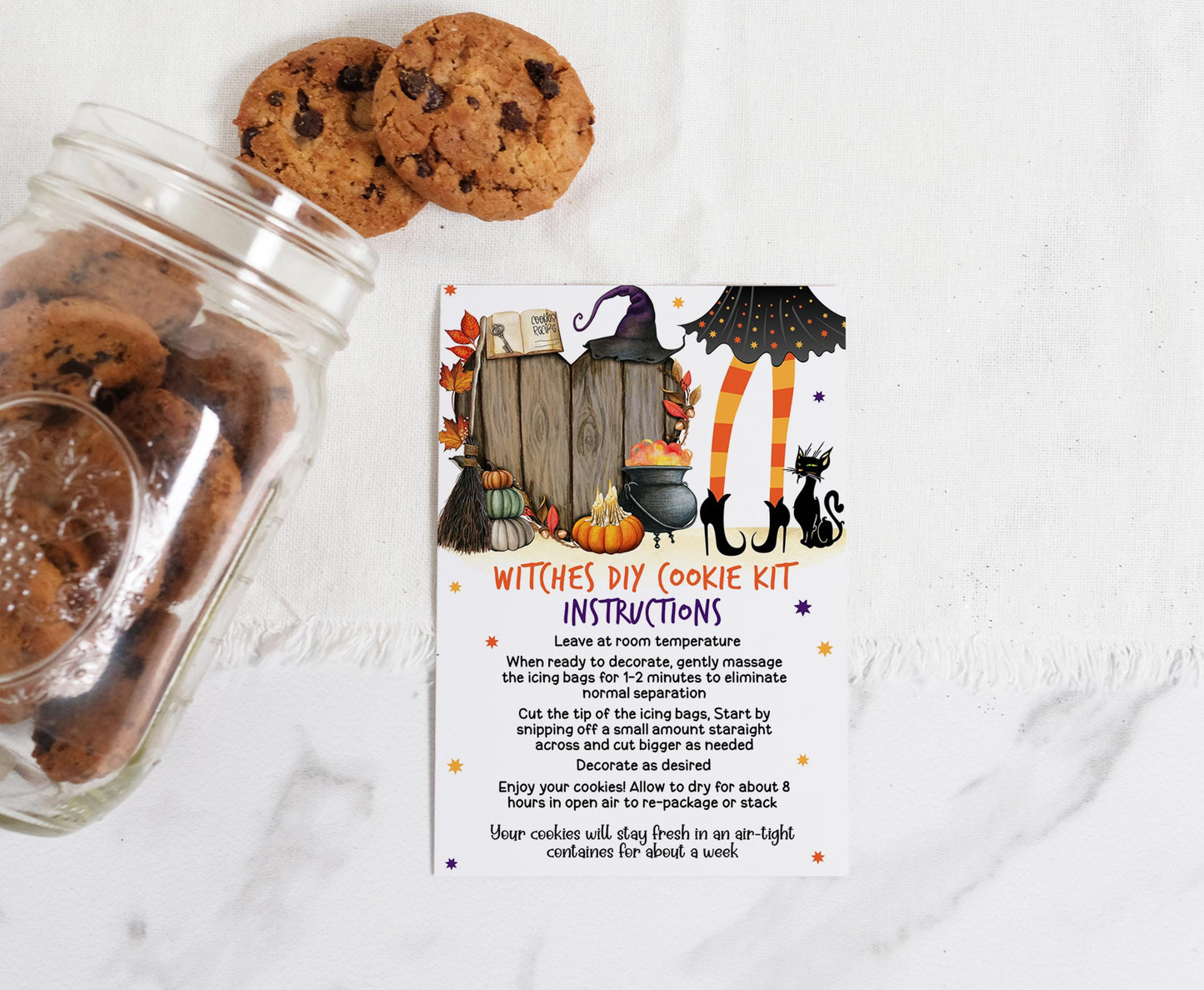 Witches Diy Cookie Kit Instructions Card | Halloween Printable Cards - 115