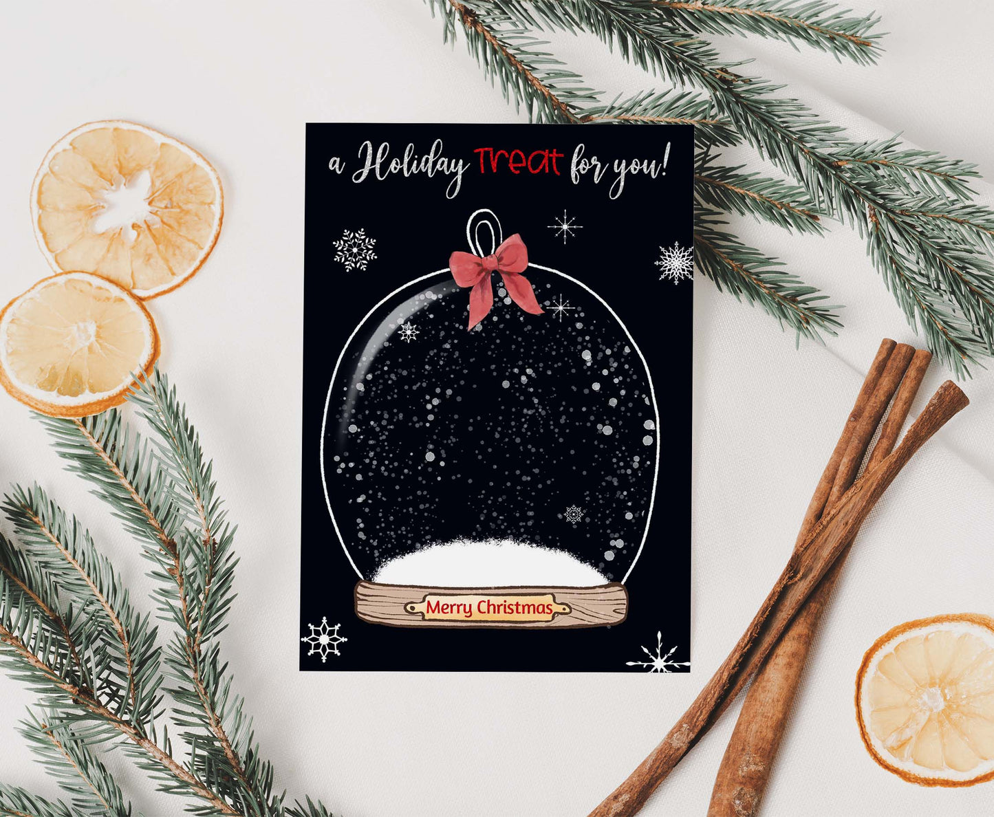 A holiday Treat for you Snow Globe cookie Card | Christmas Printable Cards - 112
