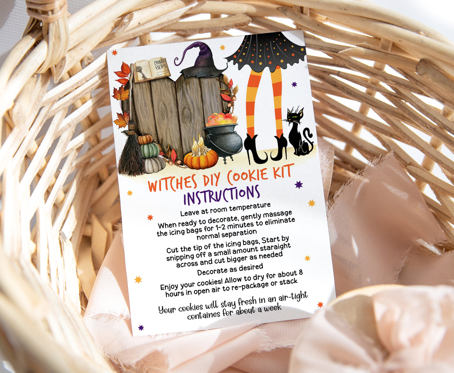 Witches Diy Cookie Kit Instructions Card | Halloween Printable Cards - 115