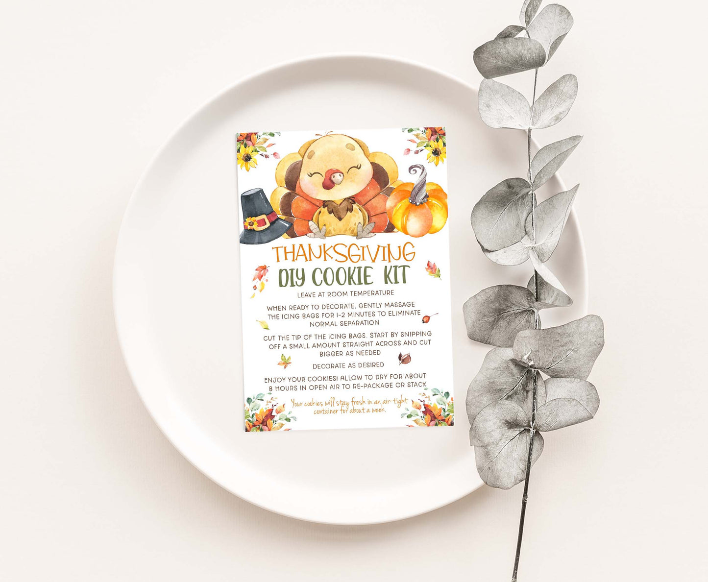 Thanksgiving Diy Cookie Kit Instructions Card | Fall Printable Cards - 118