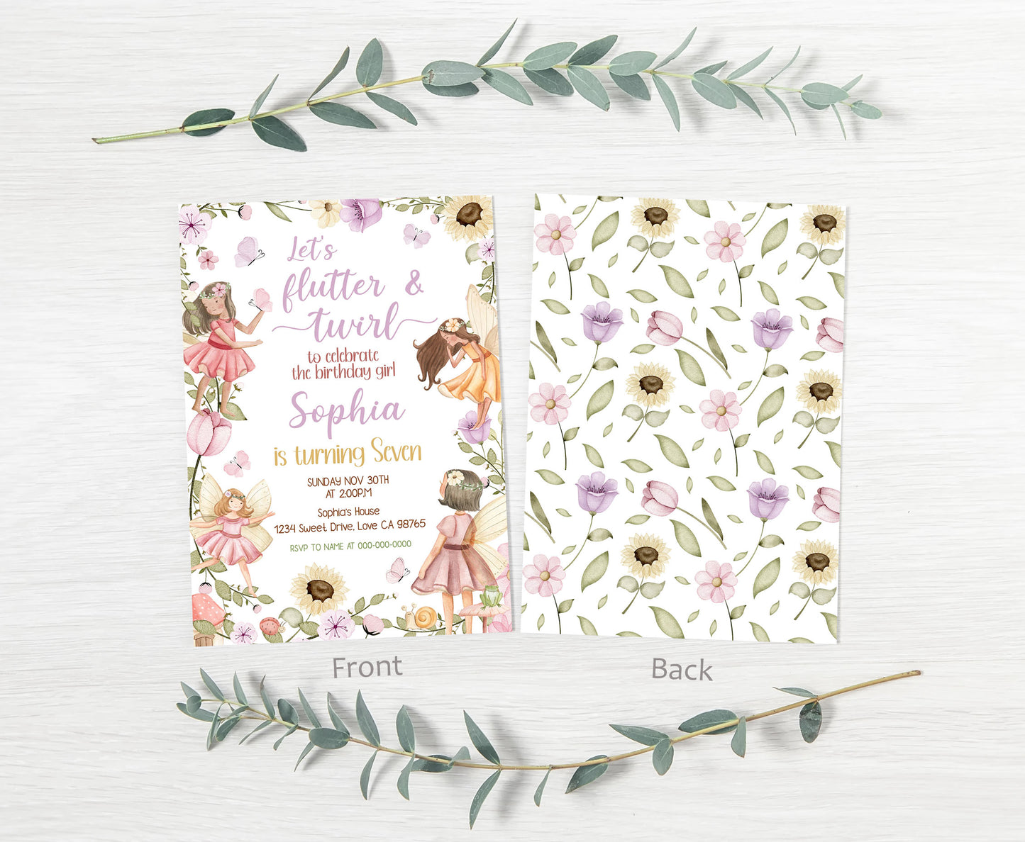 Fairy Birthday Invitation | Editable Fairy Garden Party Invite -10A