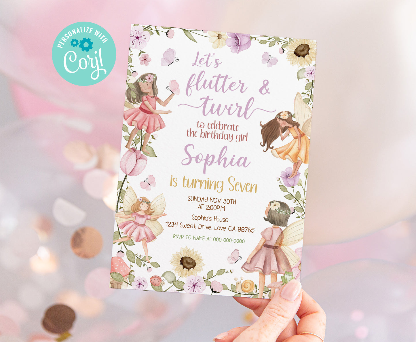 Fairy Birthday Invitation | Editable Fairy Garden Party Invite -10A