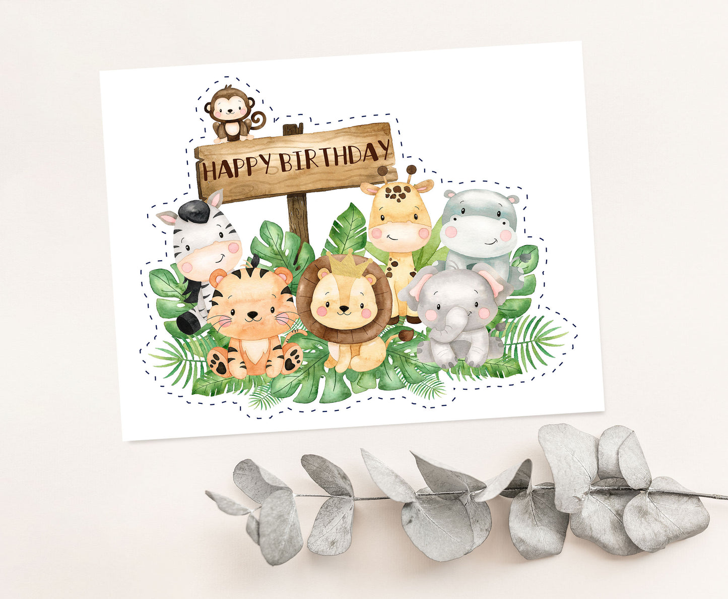Safari Birthday Cake topper | Jungle Animals Theme Party Decorations - 35E