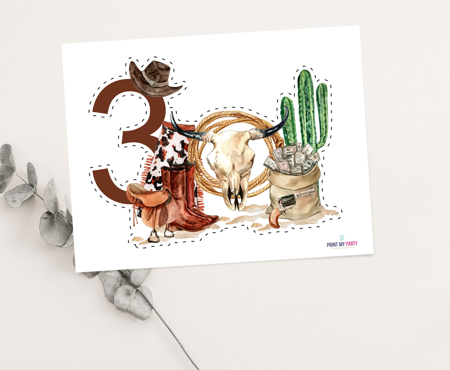 Rodeo Cake topper 3rd birthday | Cowboy Party Decorations - 34A