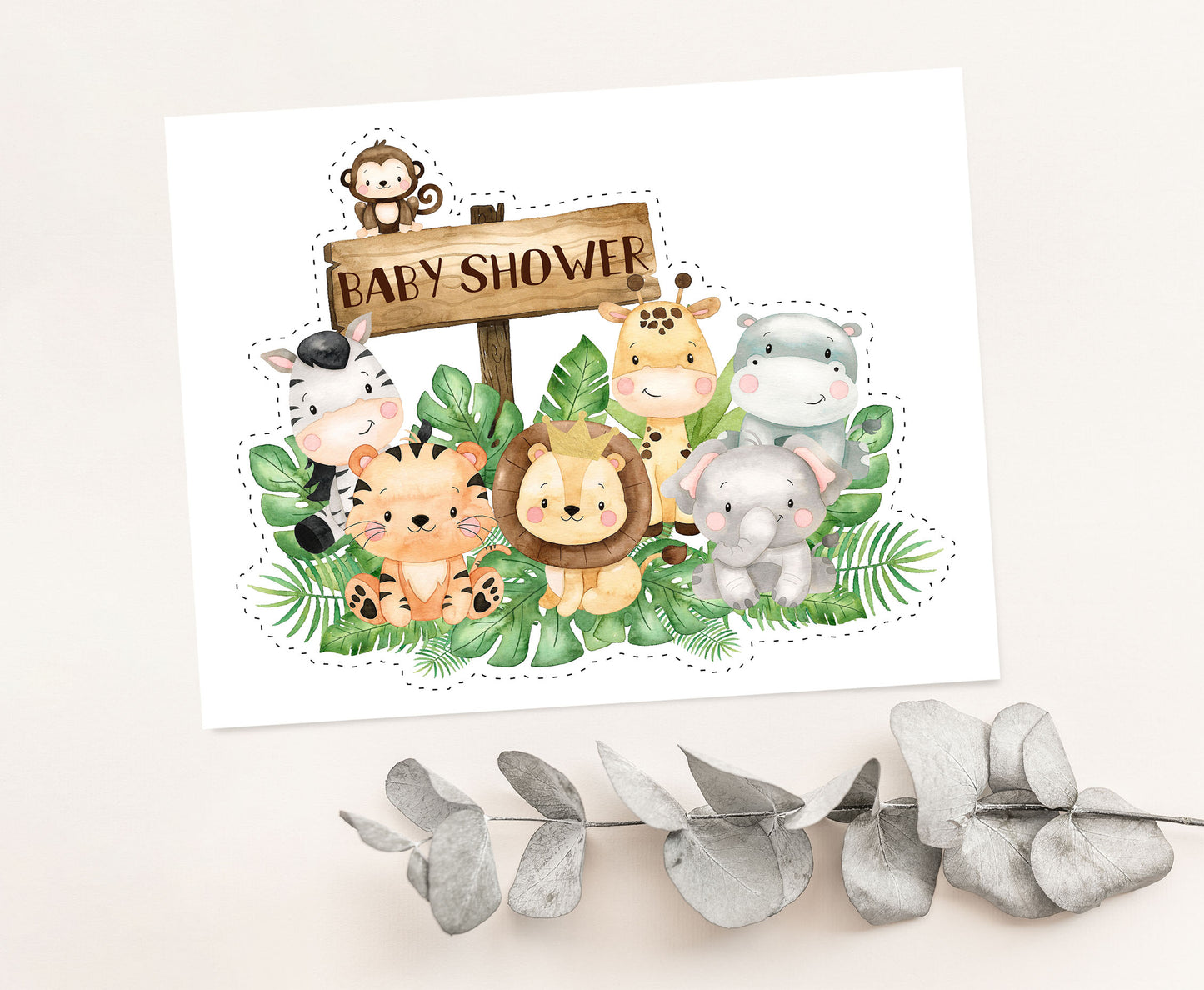 Baby Shower Safari Cake topper | Jungle Theme Baby Shower Decorations - 35E