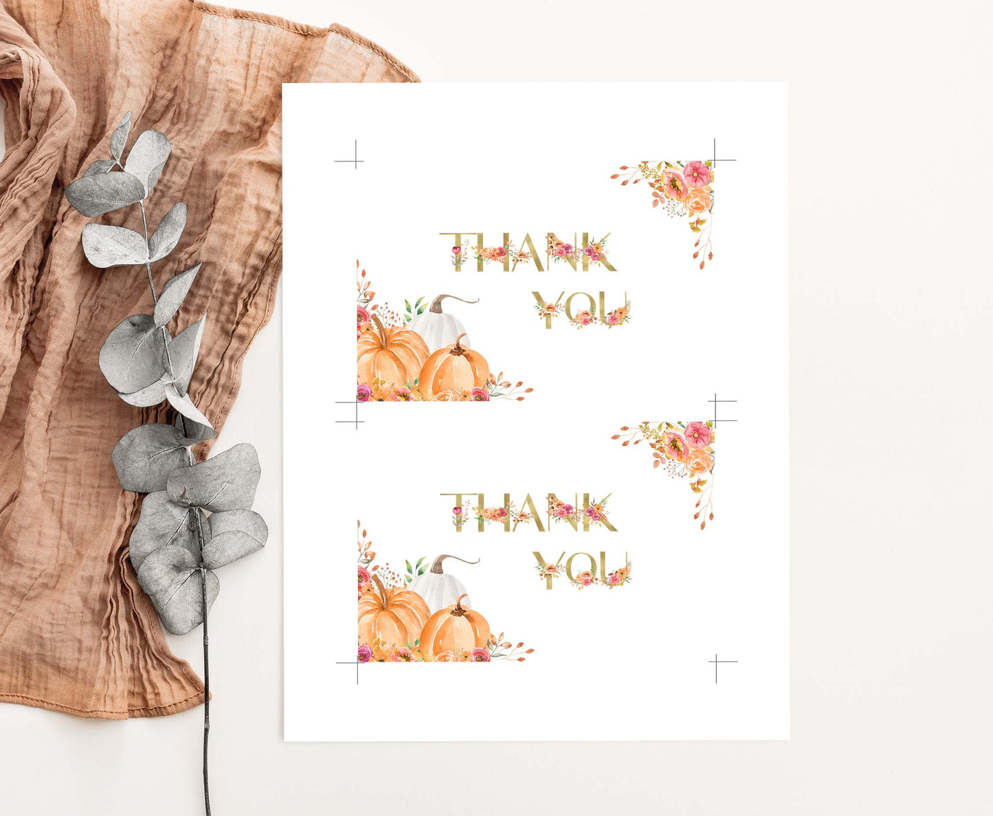 Floral Pumpkin Thank You Card | Fall Thank you note- 30