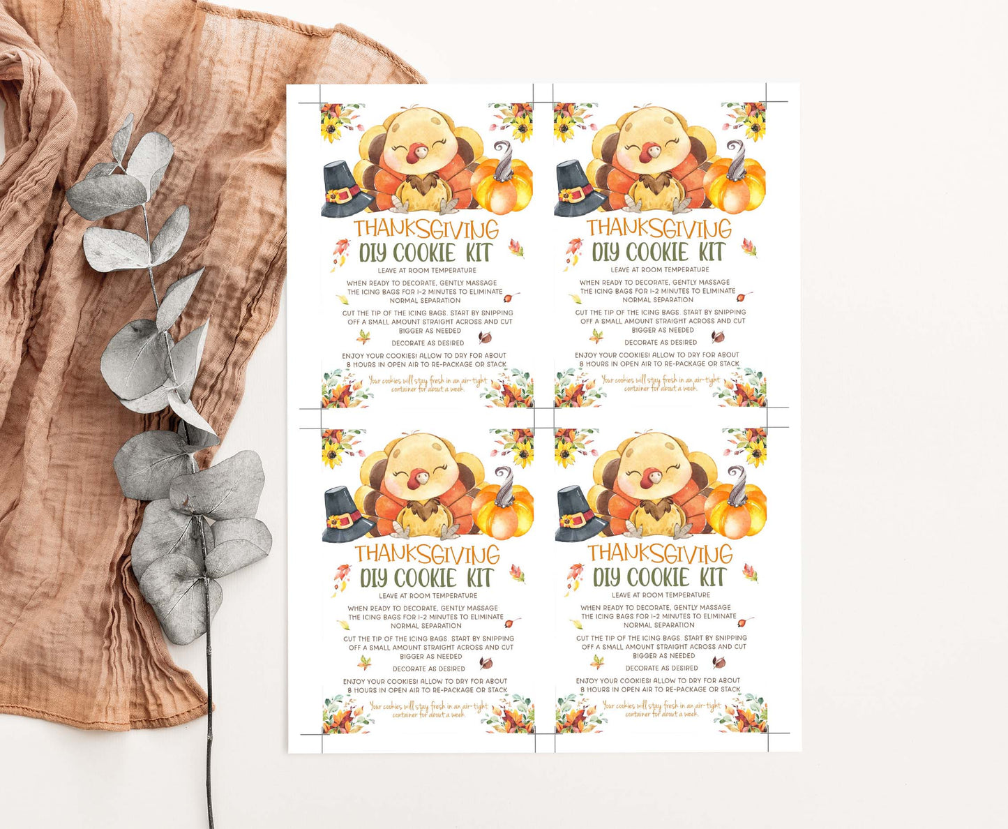 Thanksgiving Diy Cookie Kit Instructions Card | Fall Printable Cards - 118