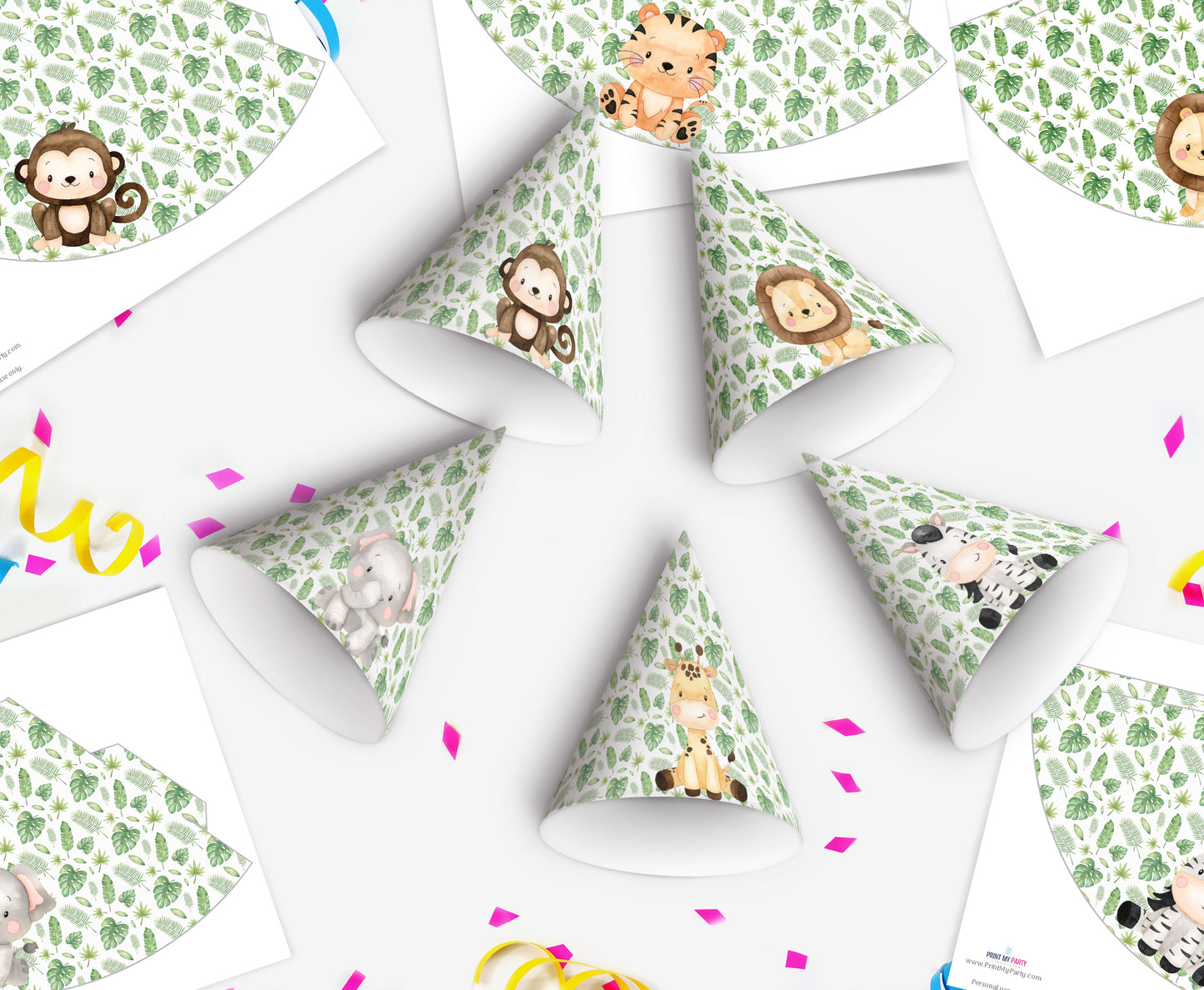 Safari Party Hats | Jungle Themed Birthday Party Decorations - 35E