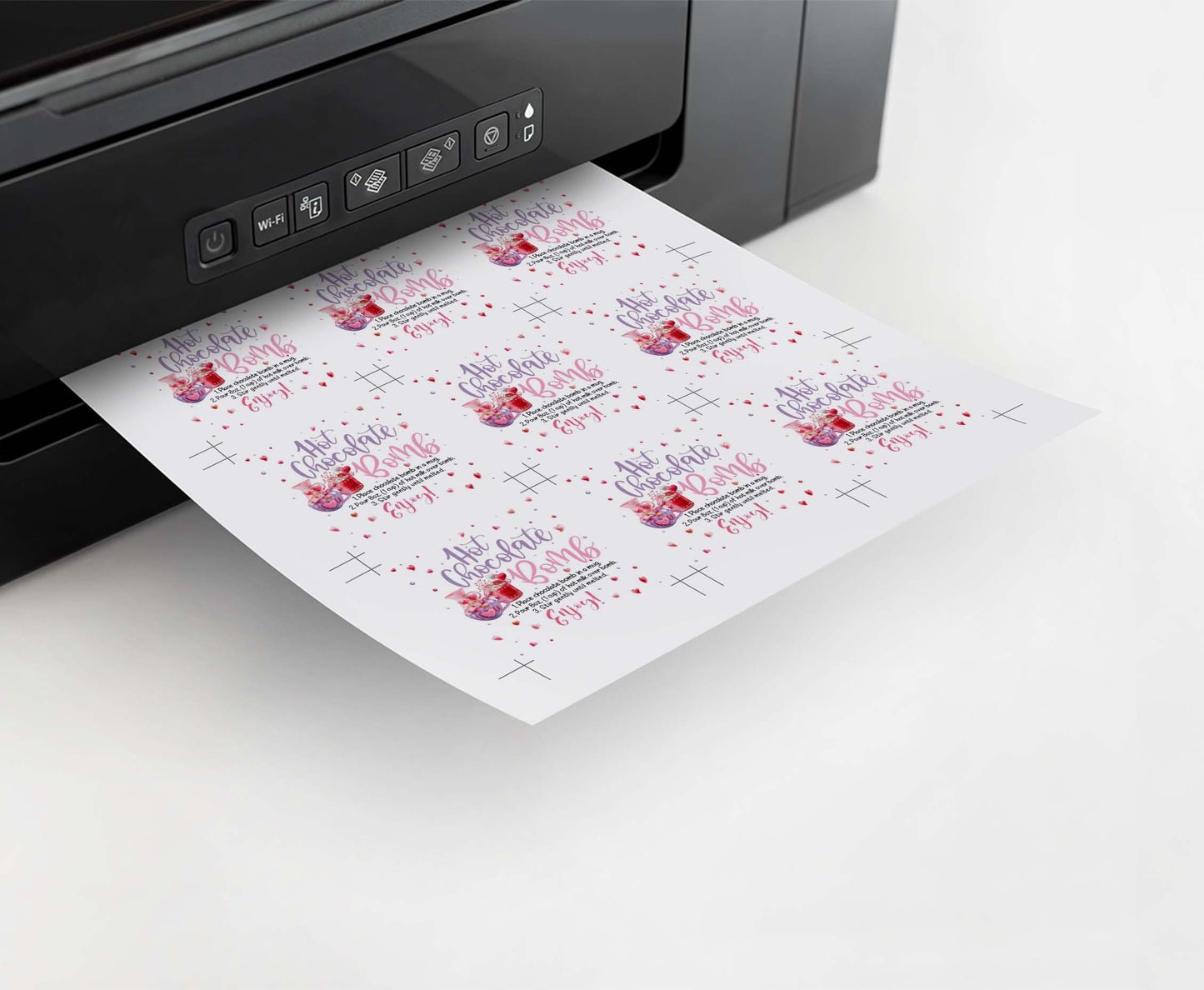 Hot Chocolate Bomb Tags 2"x2" | Valentine's Square around Tags - 119