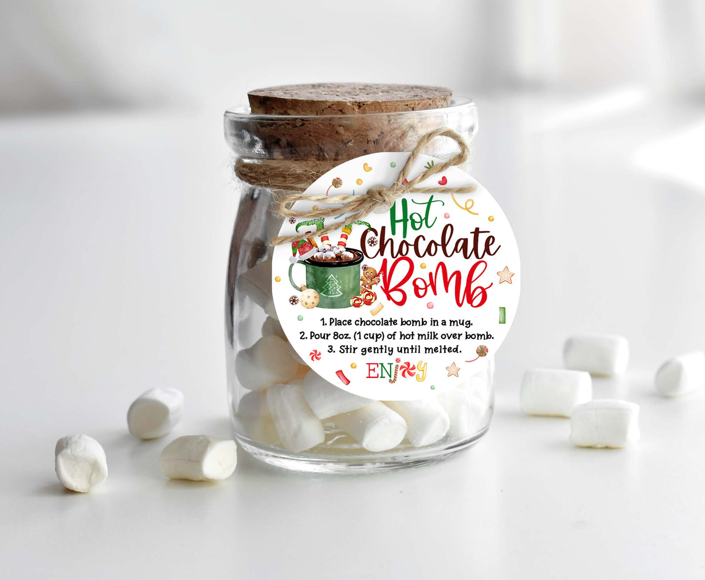 Elf Hot Cocoa Bomb Tags 2"x2" | Christmas Hot Chocolate Bomb Gift Tags-112