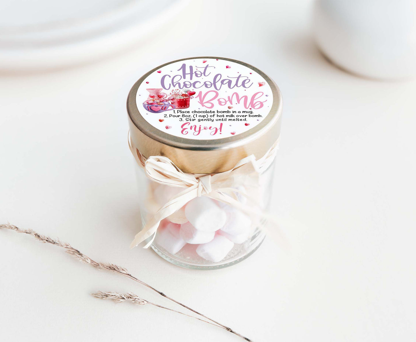 Hot Chocolate Bomb Tags 2"x2" | Valentine's Square around Tags - 119