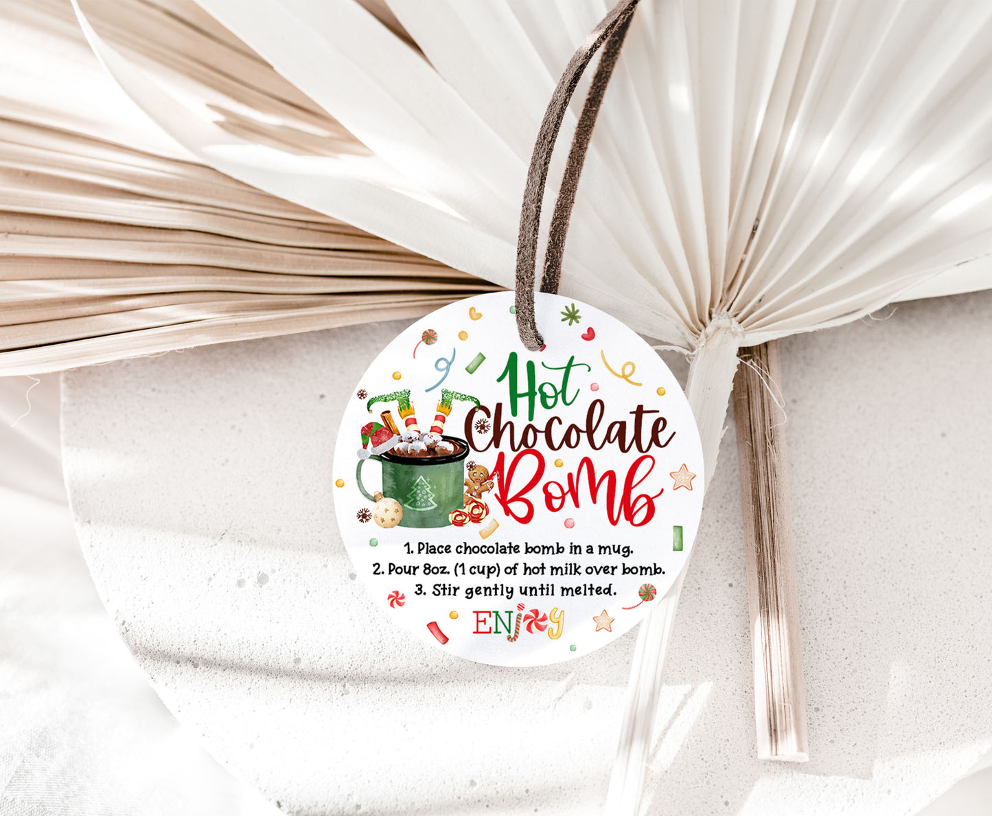 Elf Hot Cocoa Bomb Tags 2"x2" | Christmas Hot Chocolate Bomb Gift Tags-112