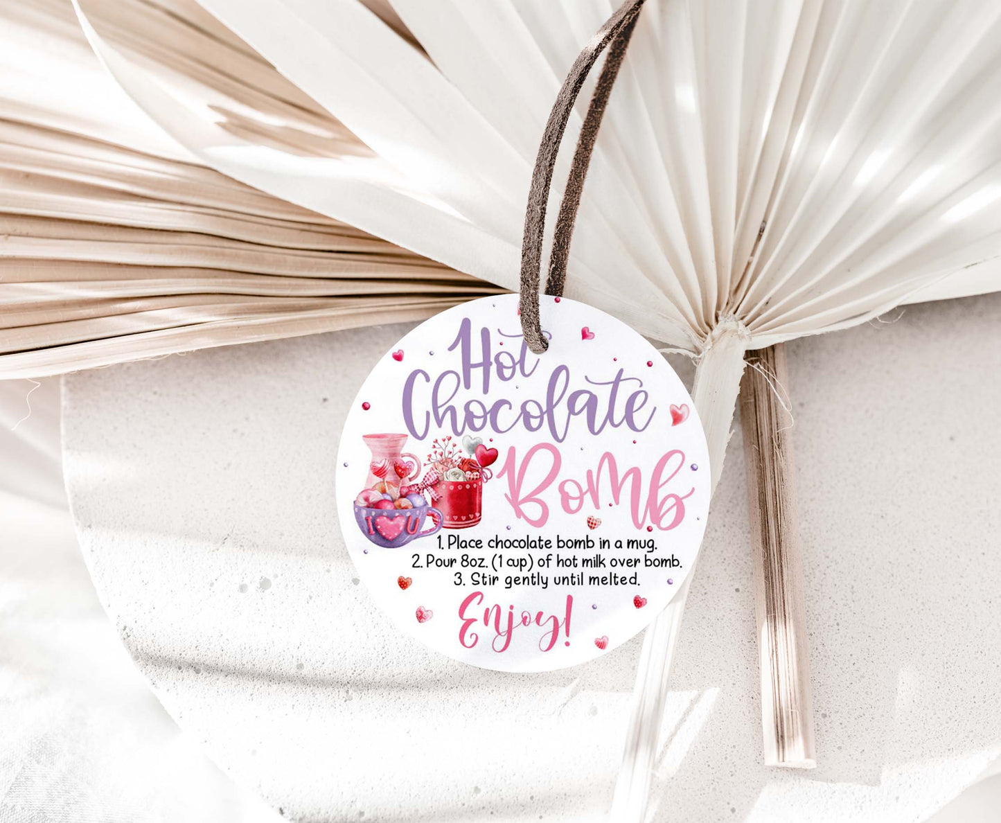 Hot Chocolate Bomb Tags 2"x2" | Valentine's Square around Tags - 119