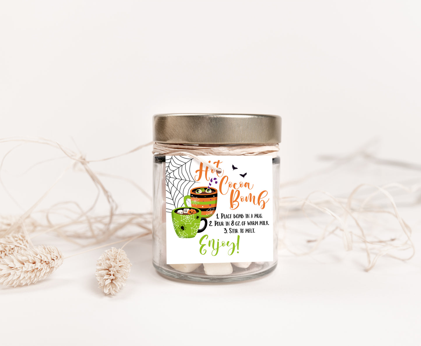 Hot Cocoa Bomb Tags 2"x2" | Halloween Favor Tags - 115