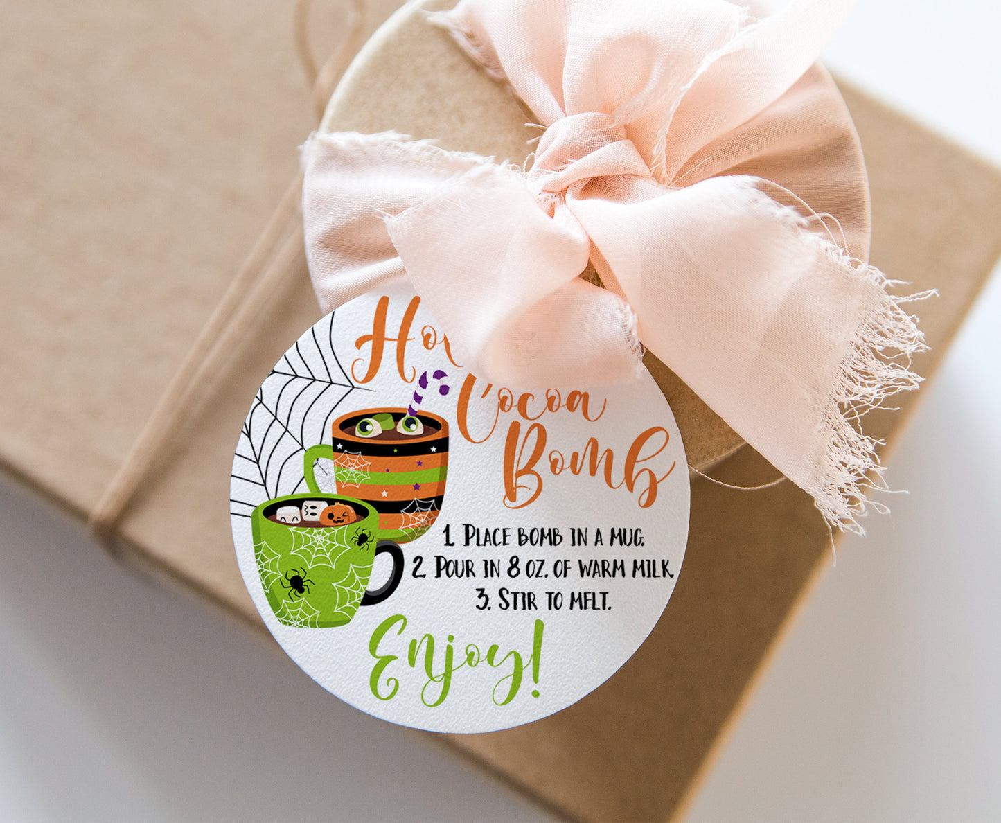 Hot Cocoa Bomb Tags 2"x2" | Halloween Favor Tags - 115