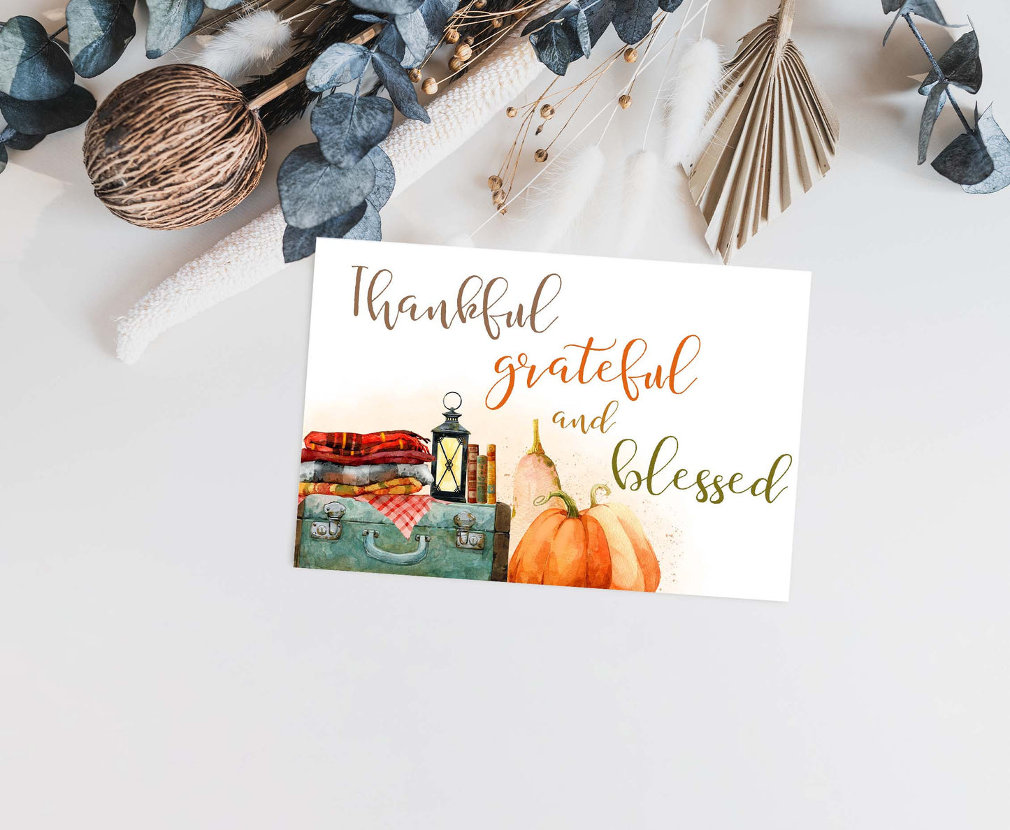 Autumn Thank You Card | Thankful greeting and blessed card - 30