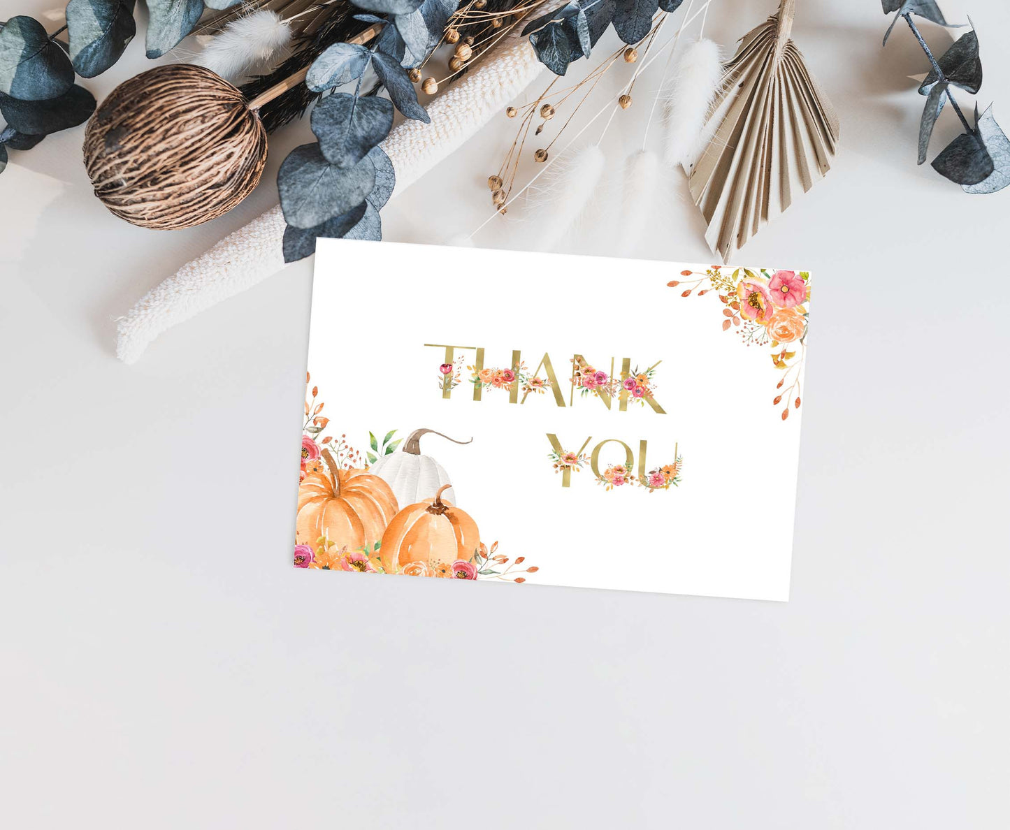 Floral Pumpkin Thank You Card | Fall Thank you note- 30