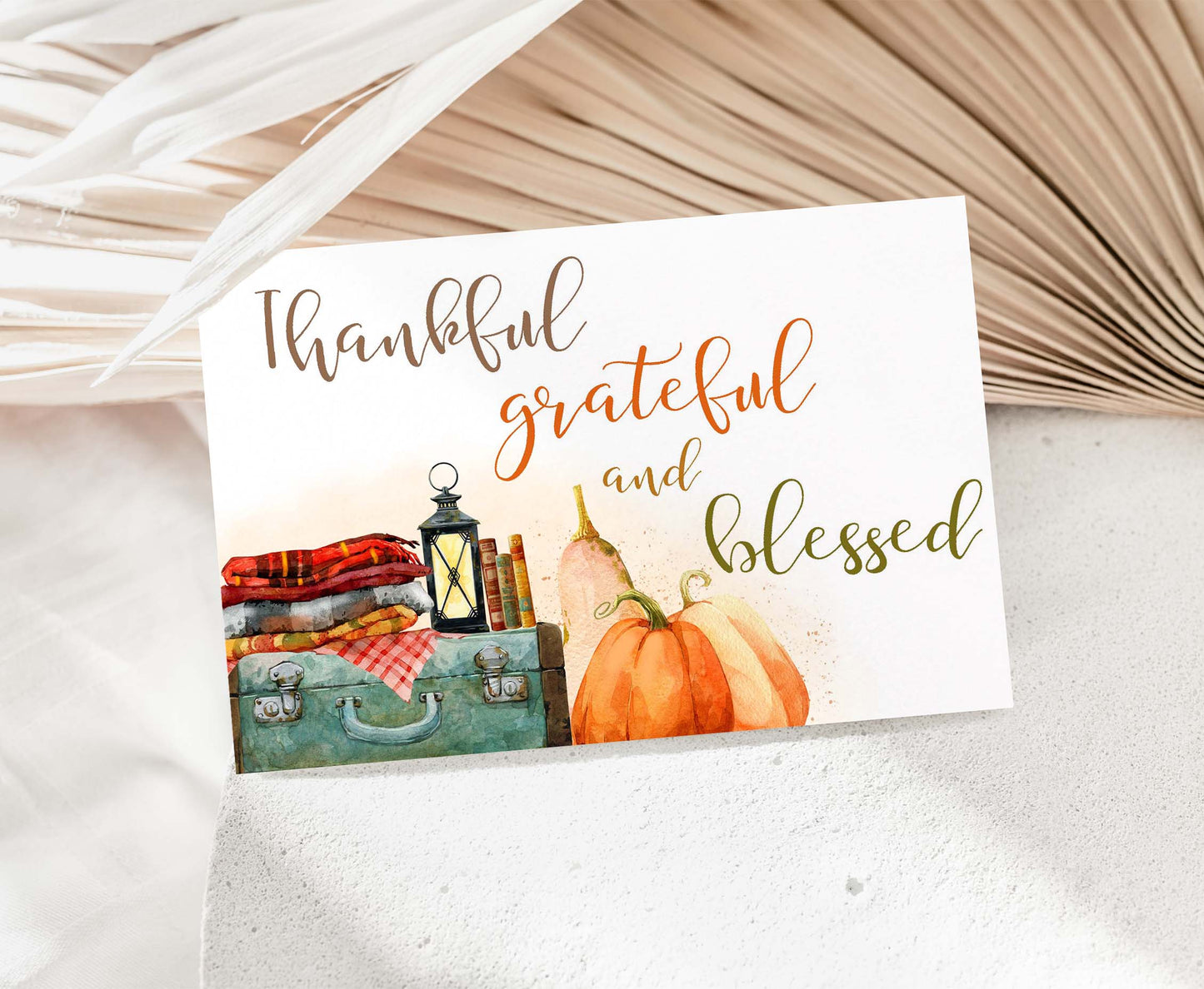 Autumn Thank You Card | Thankful greeting and blessed card - 30