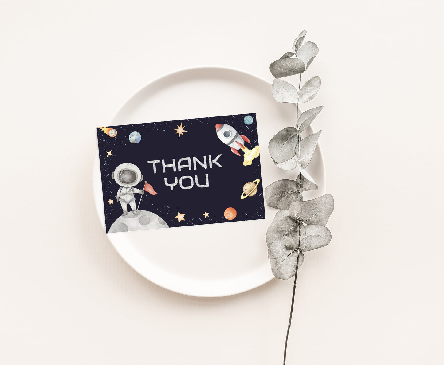 Space Thank You Card | Astronaut Party Printables - 39C
