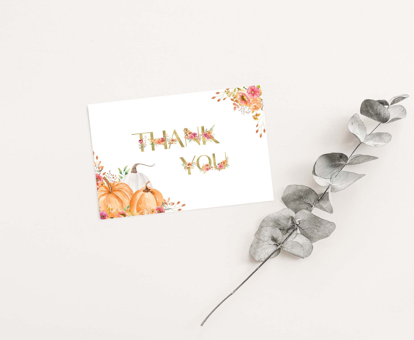 Floral Pumpkin Thank You Card | Fall Thank you note- 30