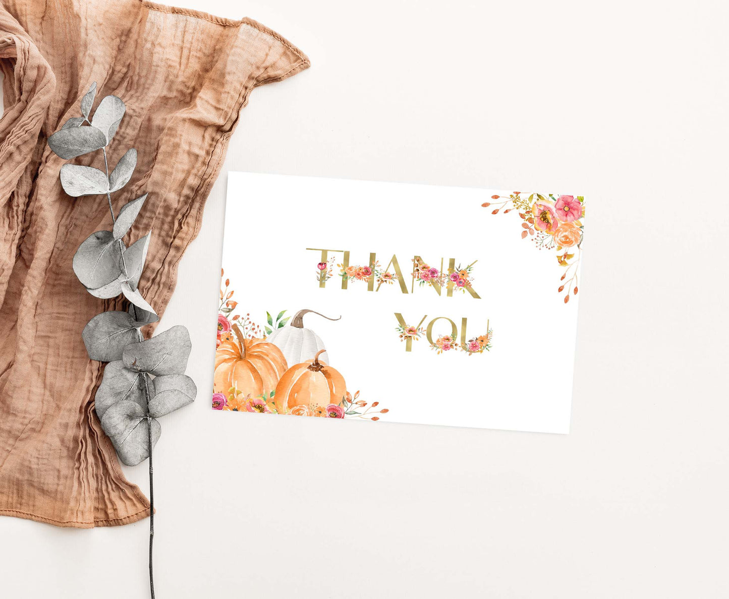 Floral Pumpkin Thank You Card | Fall Thank you note- 30