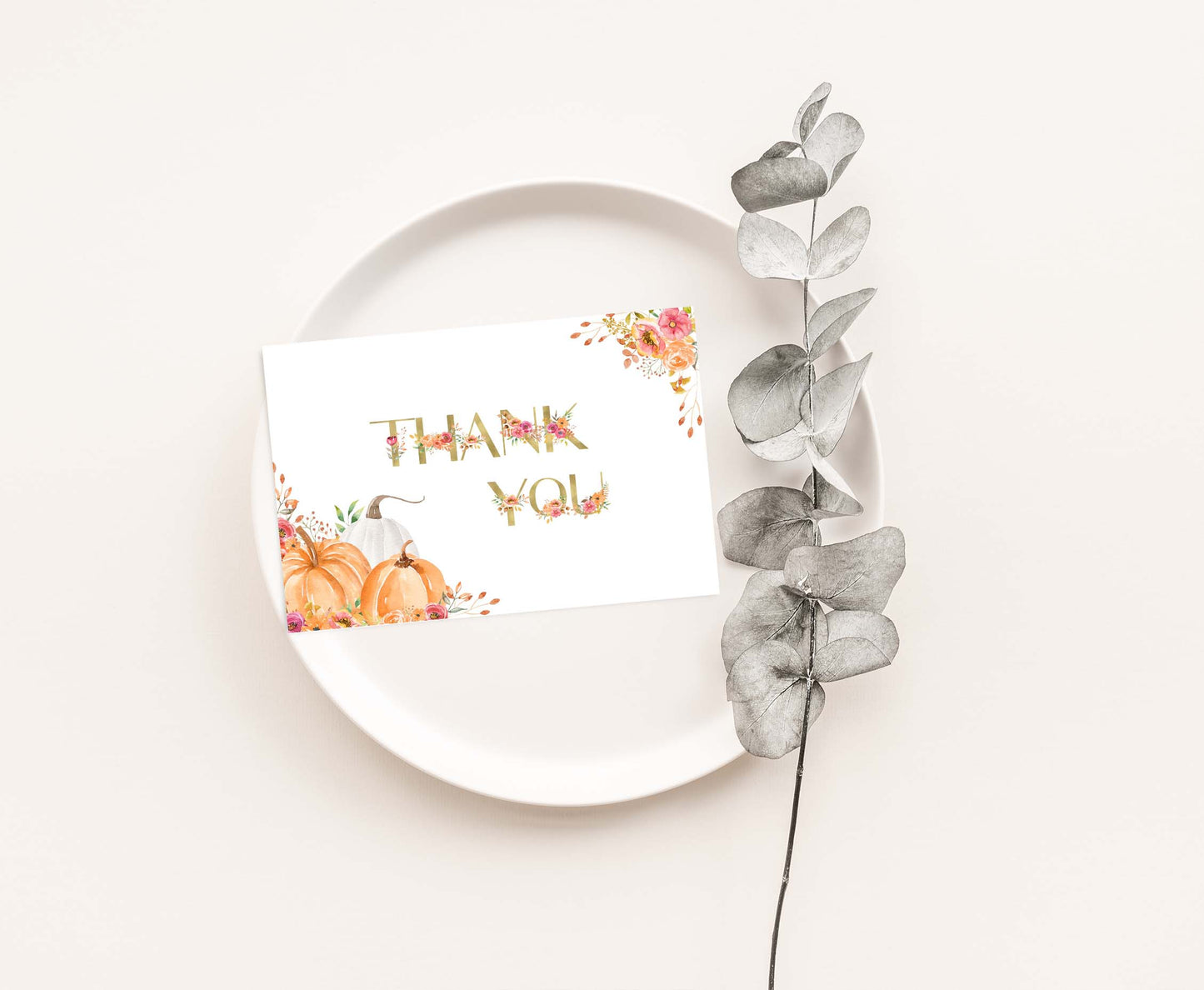 Floral Pumpkin Thank You Card | Fall Thank you note- 30
