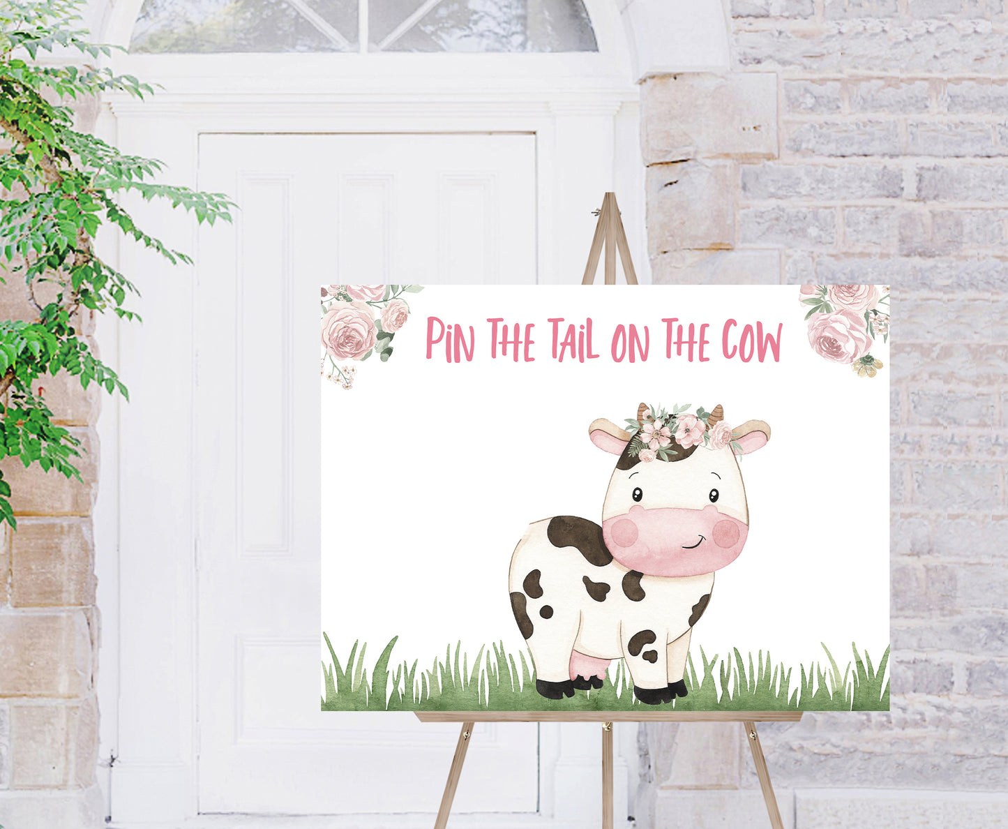 Pin The Tail On The Cow | Girl Farm Birthday Party Game - 11A