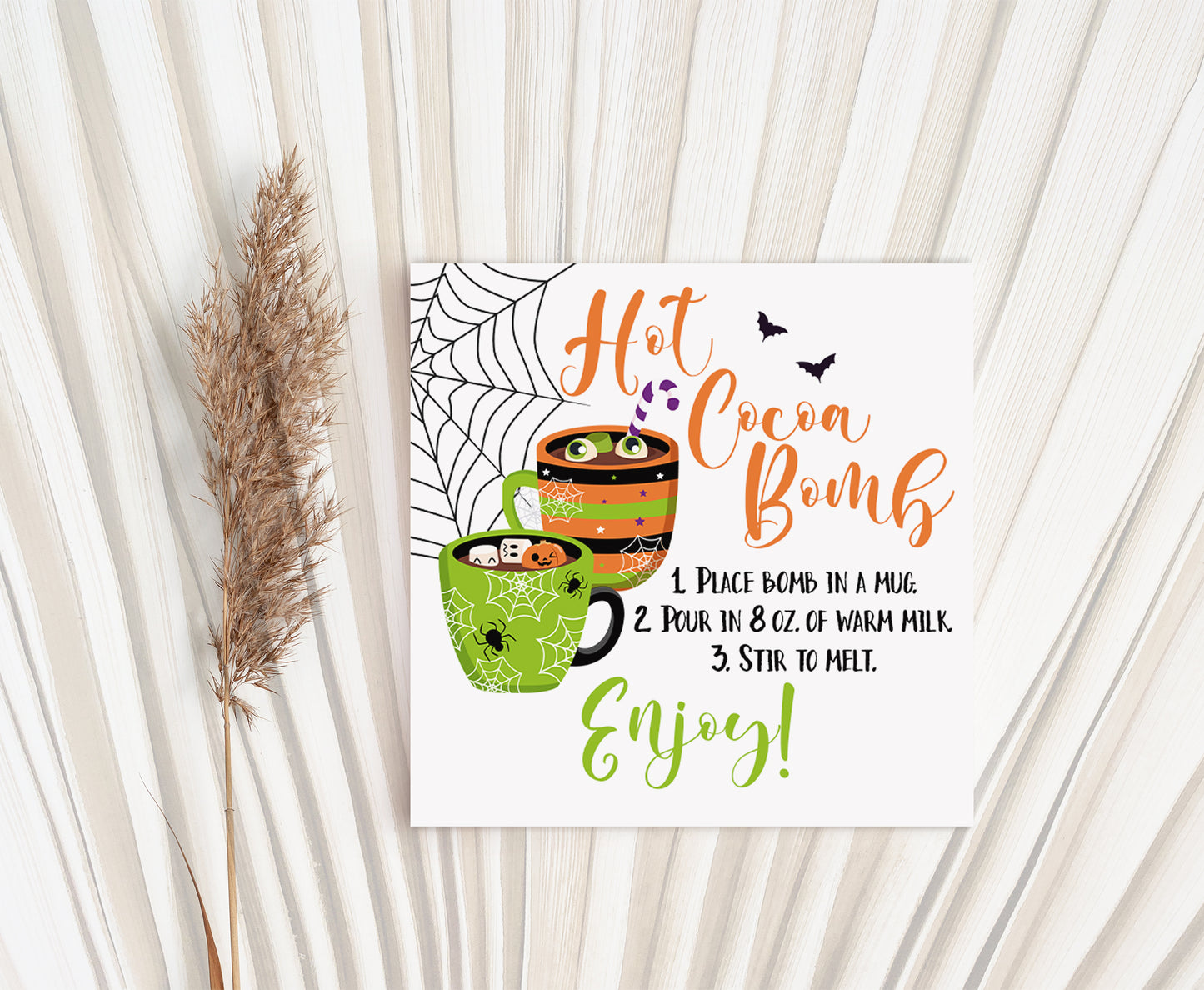 Hot Cocoa Bomb Tags 2"x2" | Halloween Favor Tags - 115