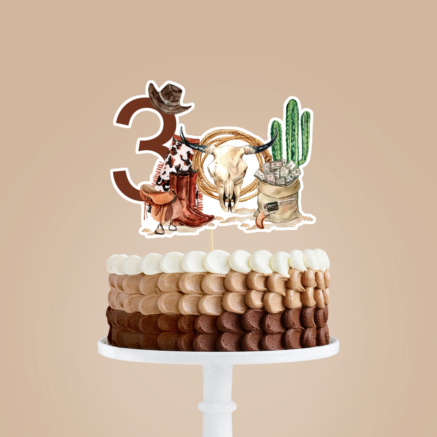 Rodeo Cake topper 3rd birthday | Cowboy Party Decorations - 34A