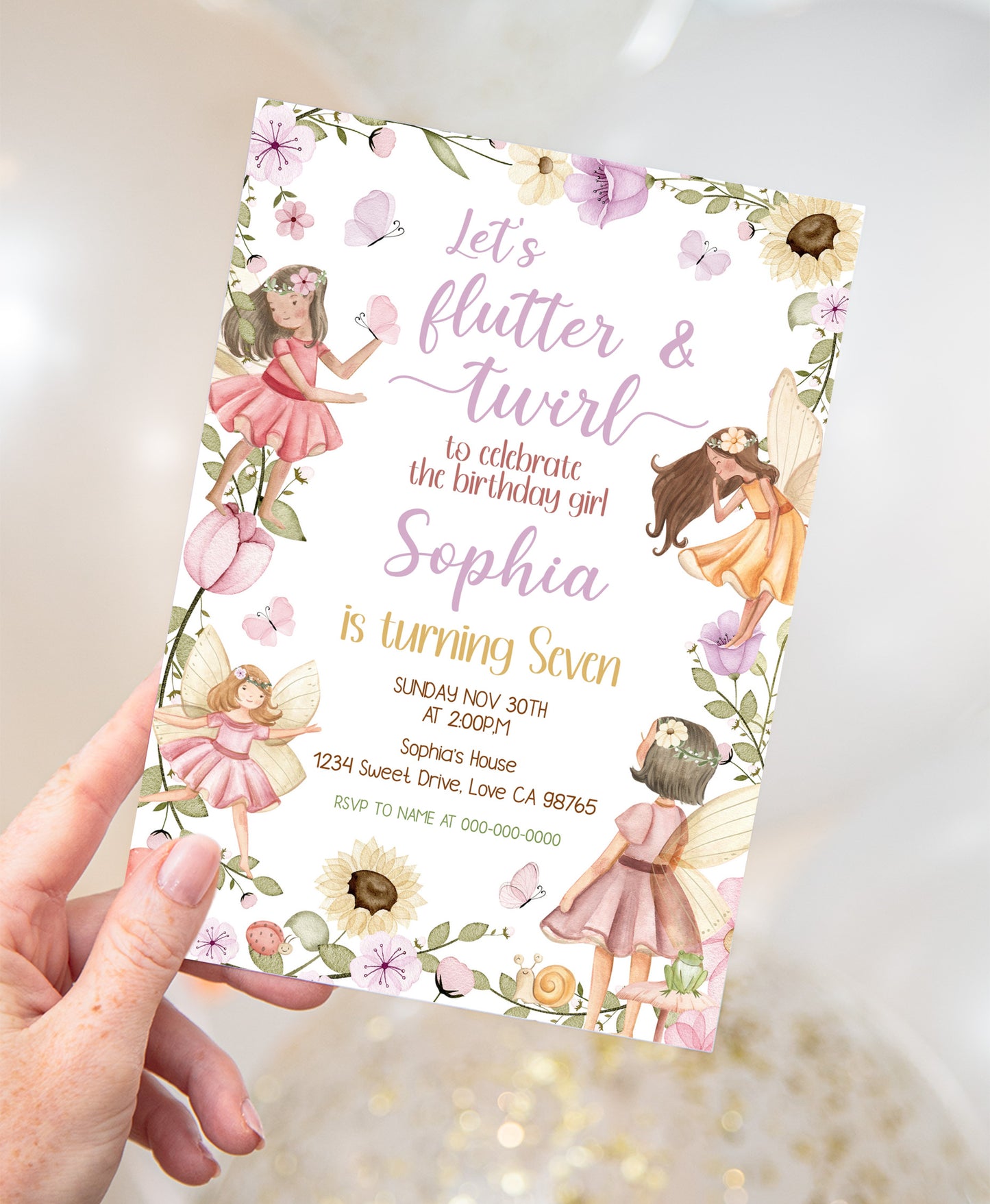 Fairy Birthday Invitation | Editable Fairy Garden Party Invite -10A