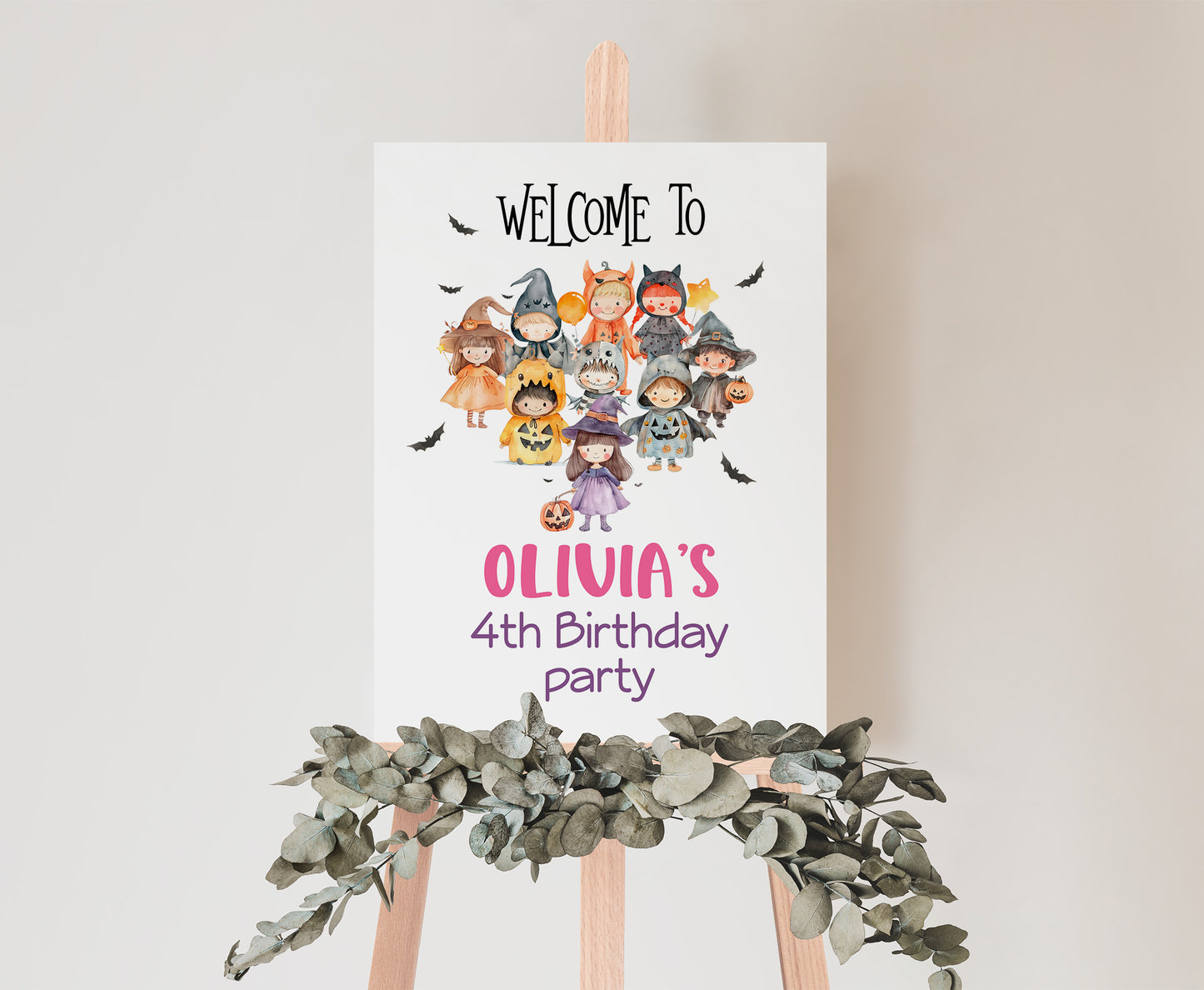 Editable Halloween Birthday Welcome Sign, Halloween birthday party decor - 115Q