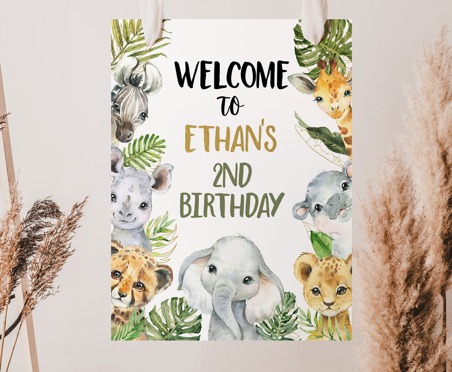 Safari Welcome Sign Birthday | Jungle Theme Party Decorations - 35A