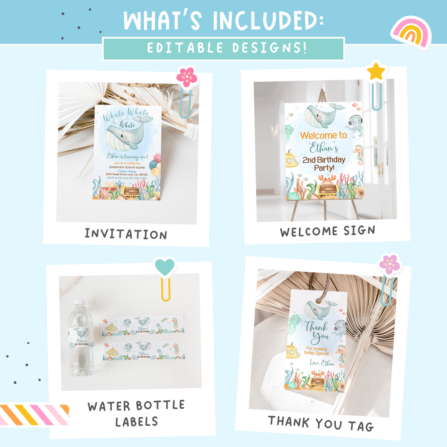 Under the Sea Birthday Bundle | Ocean Animals Party Decorations Package - 44A