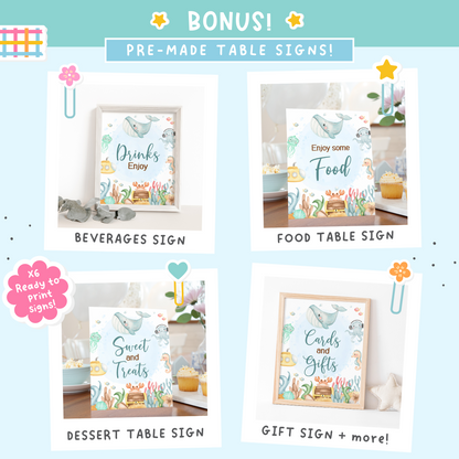 Under the Sea Birthday Bundle | Ocean Animals Party Decorations Package - 44A