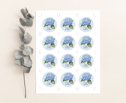 Blue Hydrangea Love you Mom Square and Round Tags |  Happy Mother's Day Gift Tag - 116)