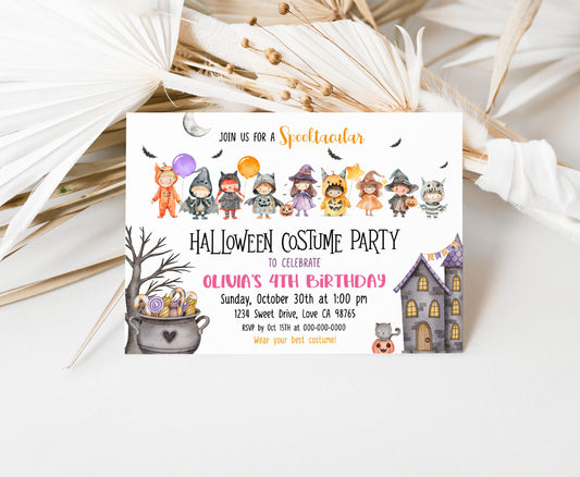 Editable Halloween Birthday Invitation | Halloween spooktacular Party Invite - 115Q